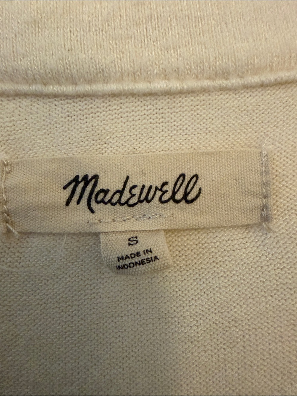 Madewell Cream Long Sleeve Polo Sweater Size Small - Picture 3 of 5